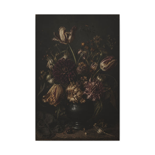 Dark Floral Old Master Still Life Wall Art & Canvas Print