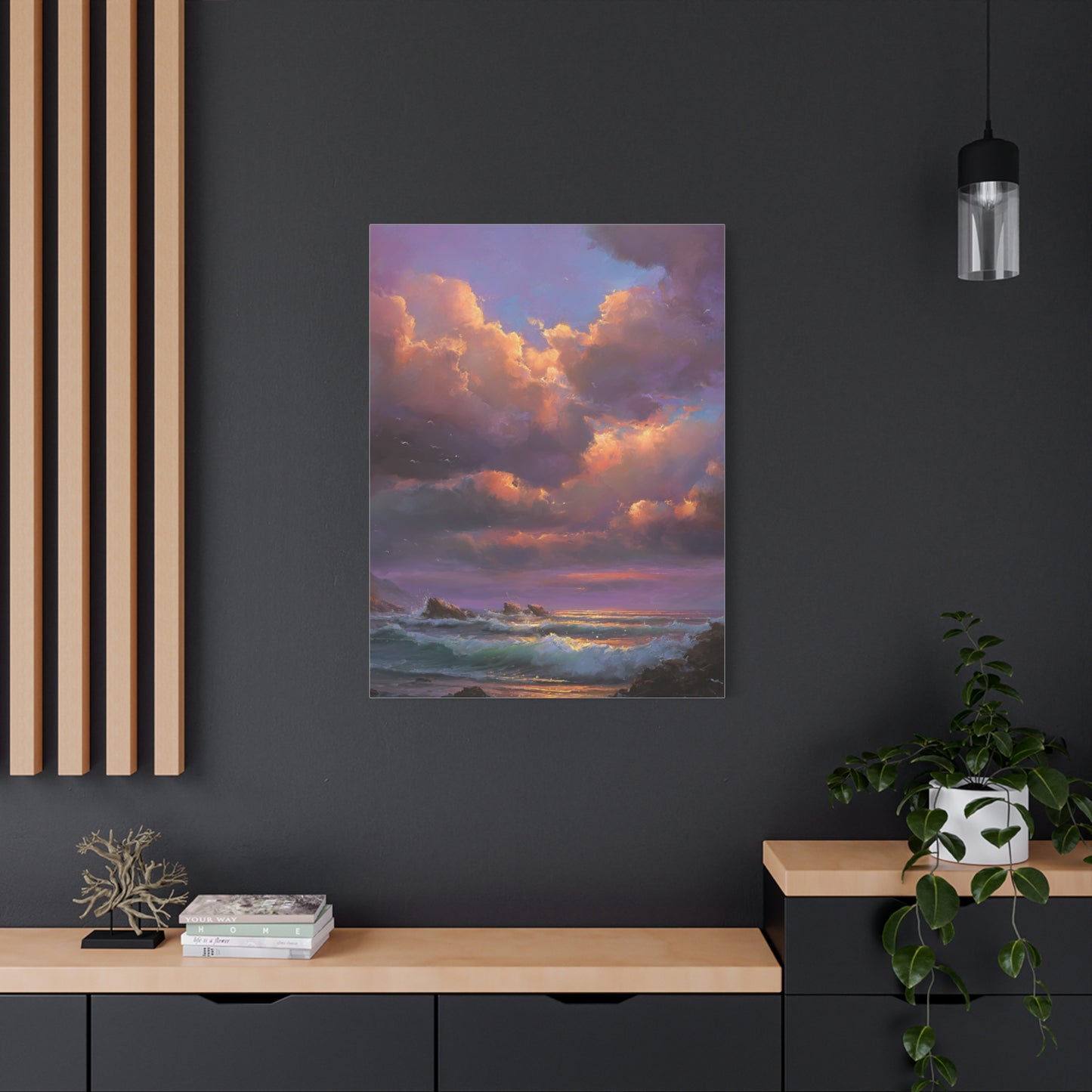 Painterly Coastal Sky and Rolling Waves Wall Art & Canvas Print