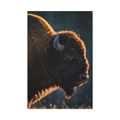 Backlit Bison Silhouette with Glowing Fur Edges Wall Art & Canvas Print