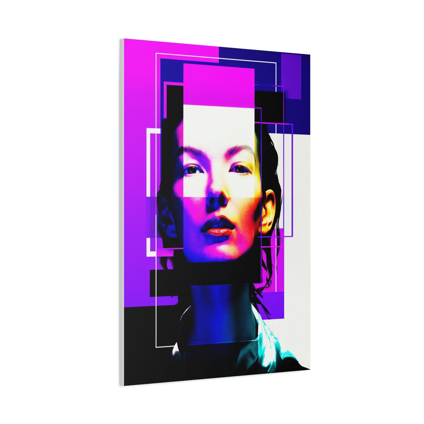 Neon Geometry Portrait Wall Art & Canvas Print