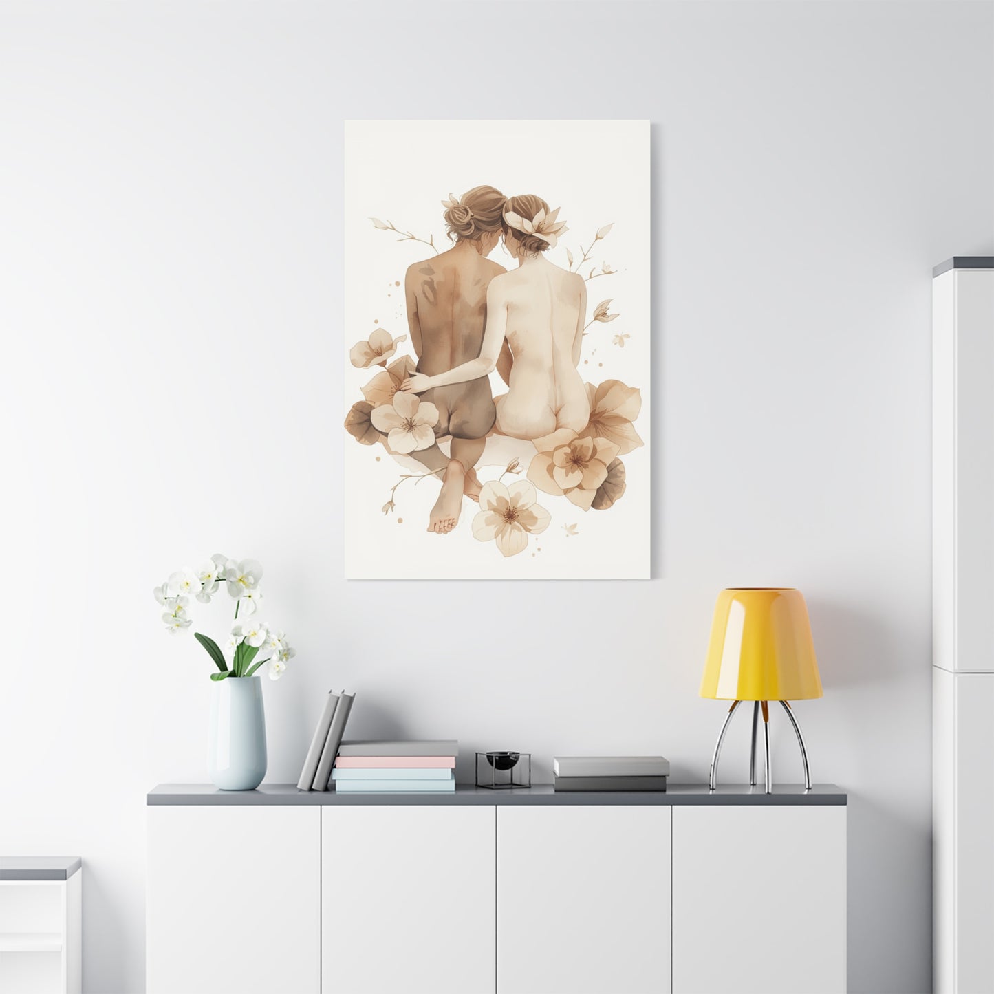 Minimal Dual Figure Botanical Composition Wall Art & Canvas Print