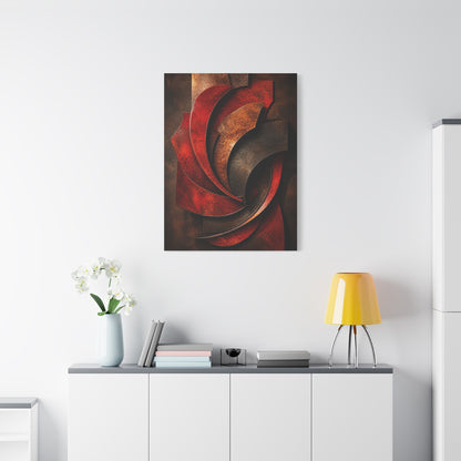 Sculptural Red Metal Wave Composition Wall Art & Canvas Print