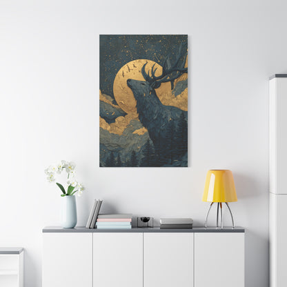 Celestial Moon Stag Wall Art & Canvas Print