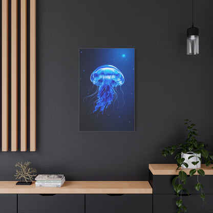 Glowing Jellyfish in Midnight Blue Waters Wall Art & Canvas Prints