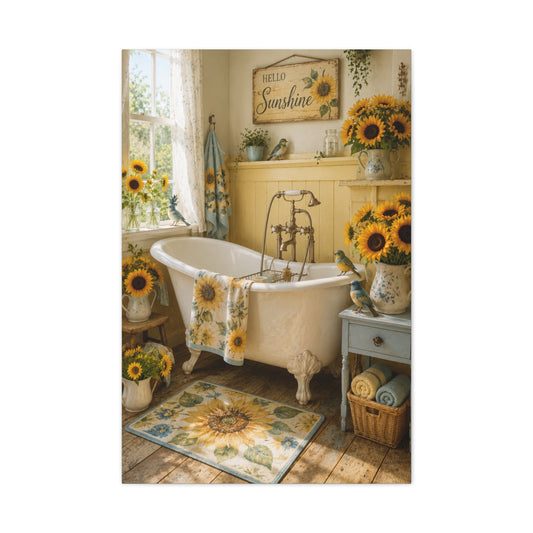 Sunflower Cottage Interior Decor Scene Wall Art & Canvas Print