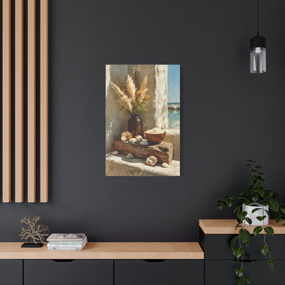 Driftwood Coastal Still Life with Pampas Wall Art & Canvas Print