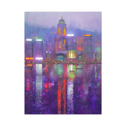 Hong Kong Skyline Neon Harbor Lights Wall Art & Canvas Print