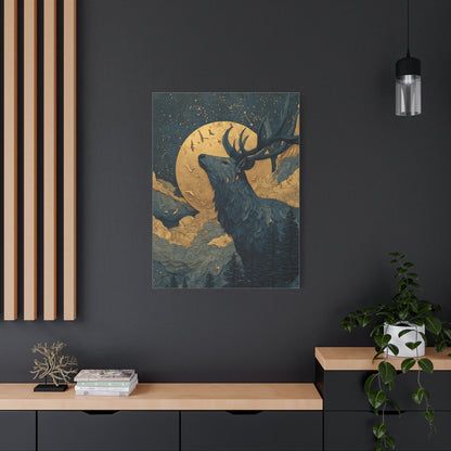 Celestial Moon Stag Wall Art & Canvas Print