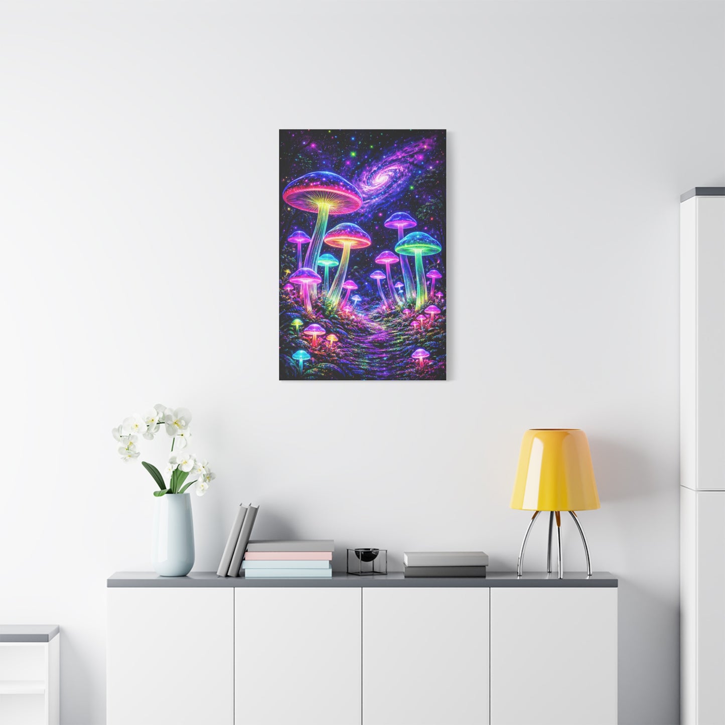UV-Reactive Psychedelic Mushroom Forest Wall Art & Canvas Print