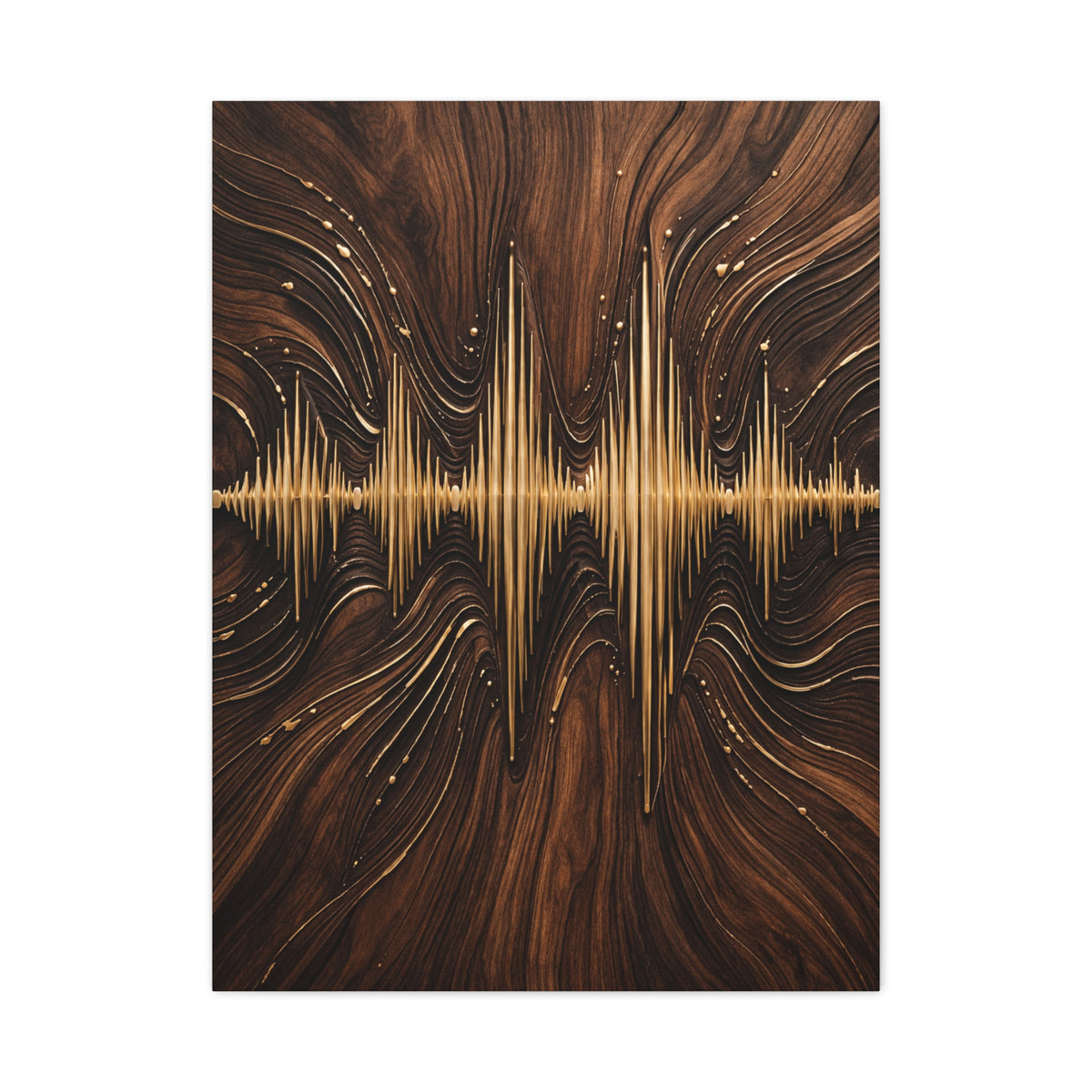 Golden Acoustic Wave Wood Composition Wall Art & Canvas Print