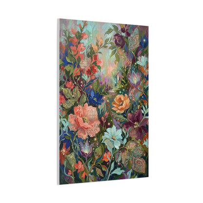 Enchanted Floral Garden & Fireflies Wall Art & Canvas Print