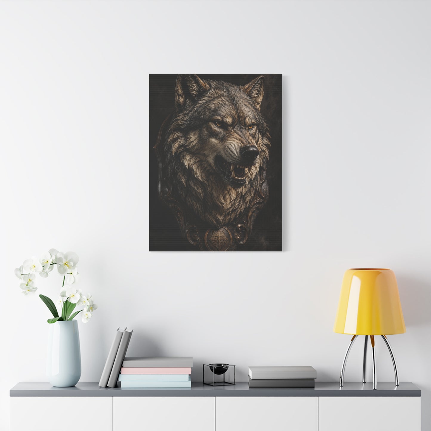 Baroque Gothic Wolf Head Sculpture Portrait Wall Art & Canvas Print