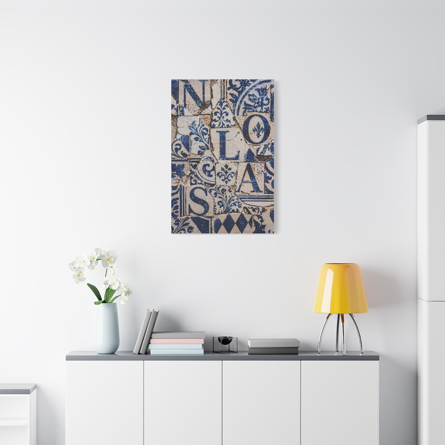 Blue Tile Mosaic Letter Composition Wall Art & Canvas Print