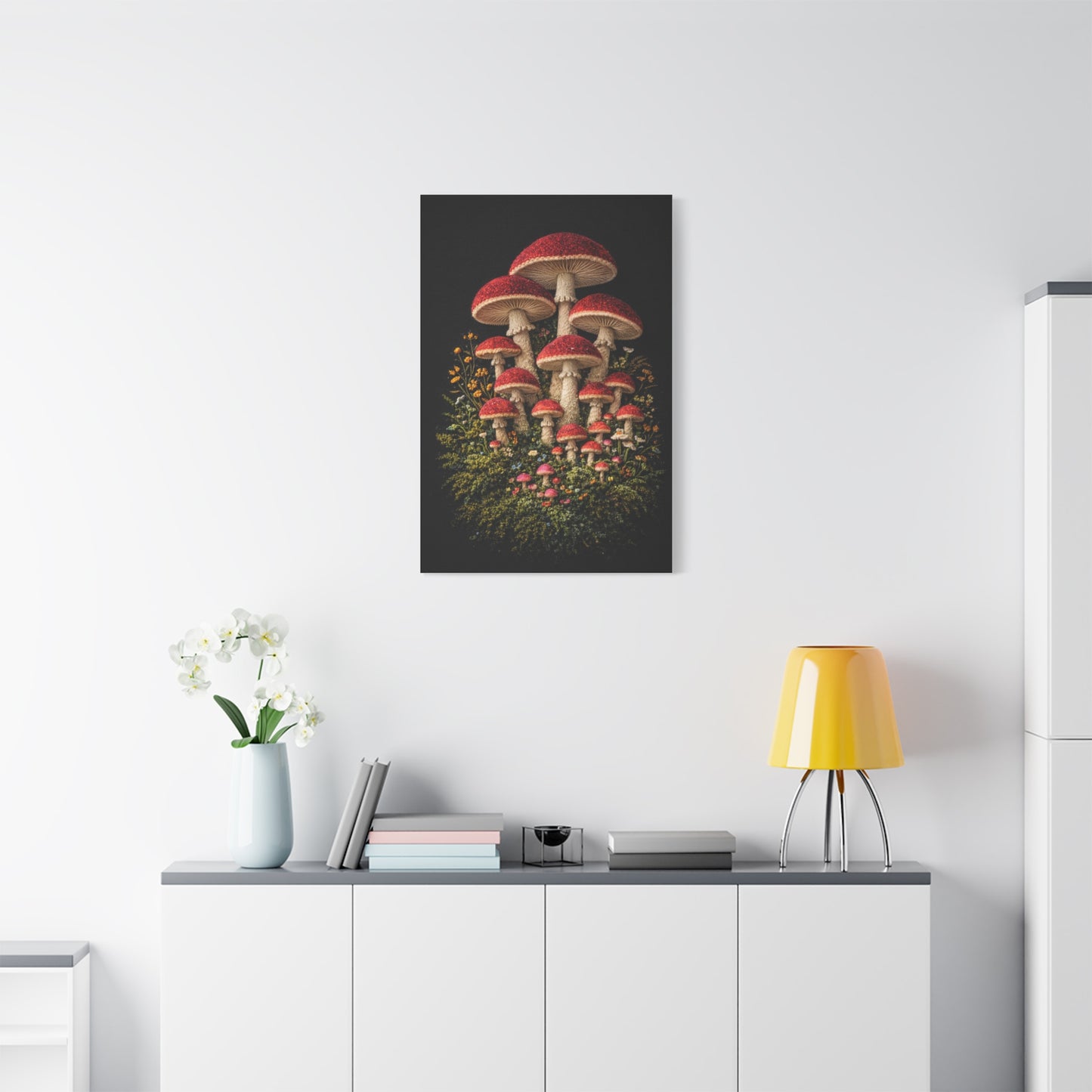 Mushroom Embroidered & Tufted Textile Art Wall Art & Canvas Print