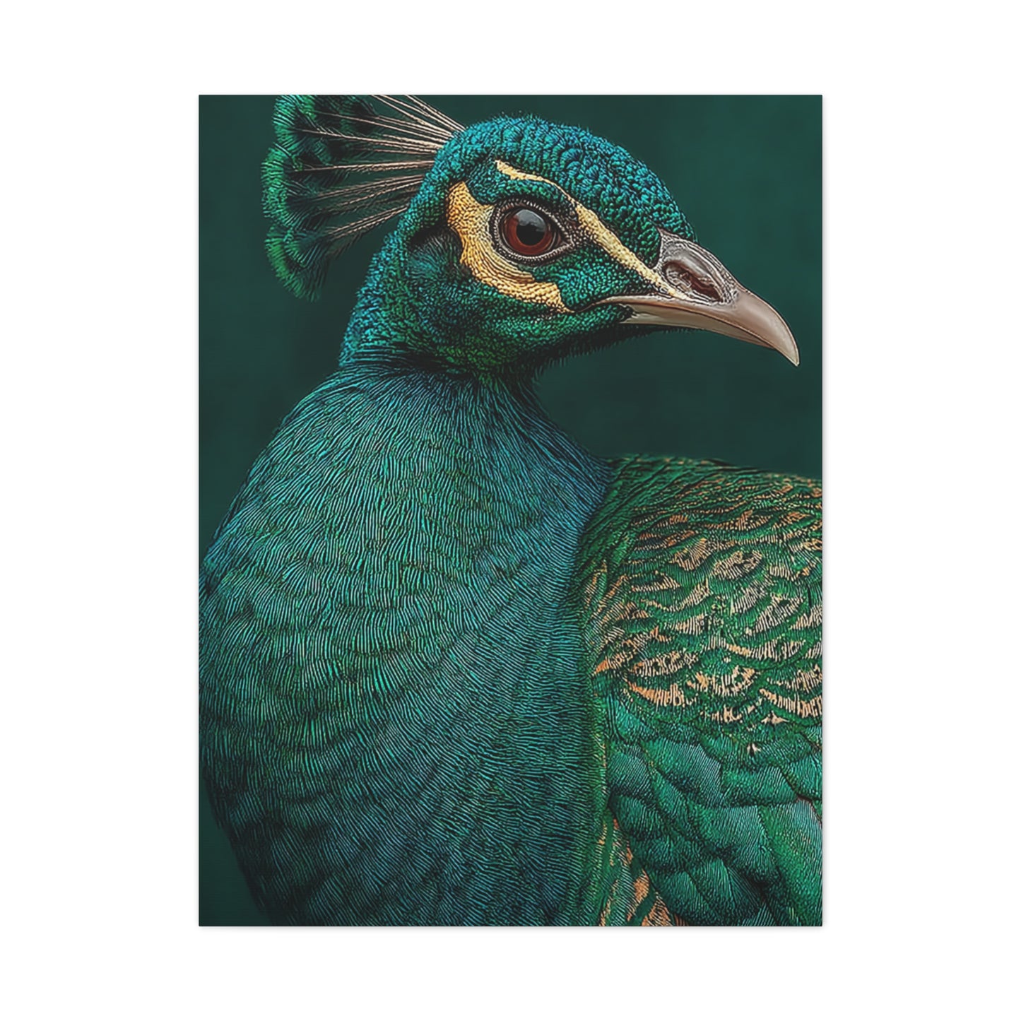 Regal Emerald Peacock Portrait Wall Art & Canvas Print