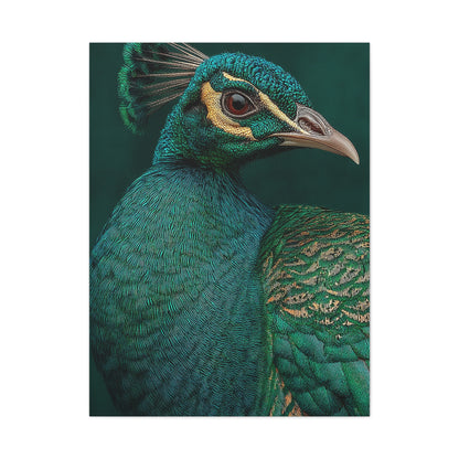 Regal Emerald Peacock Portrait Wall Art & Canvas Print