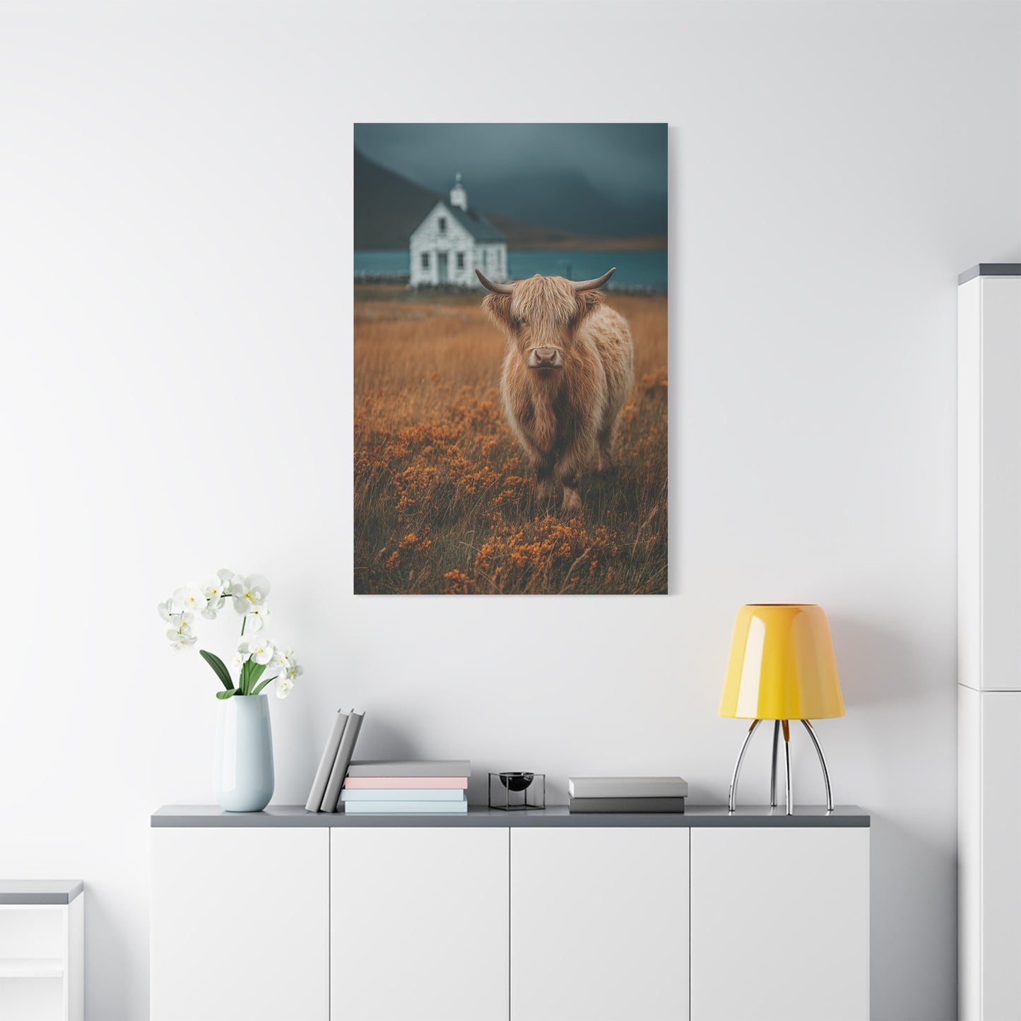Highland Cow Farm Pasture Wall Art & Canvas Print