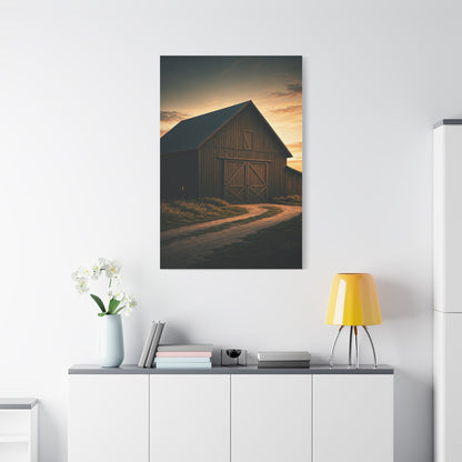 Country Road Barn at Dusk Wall Art & Canvas Prints