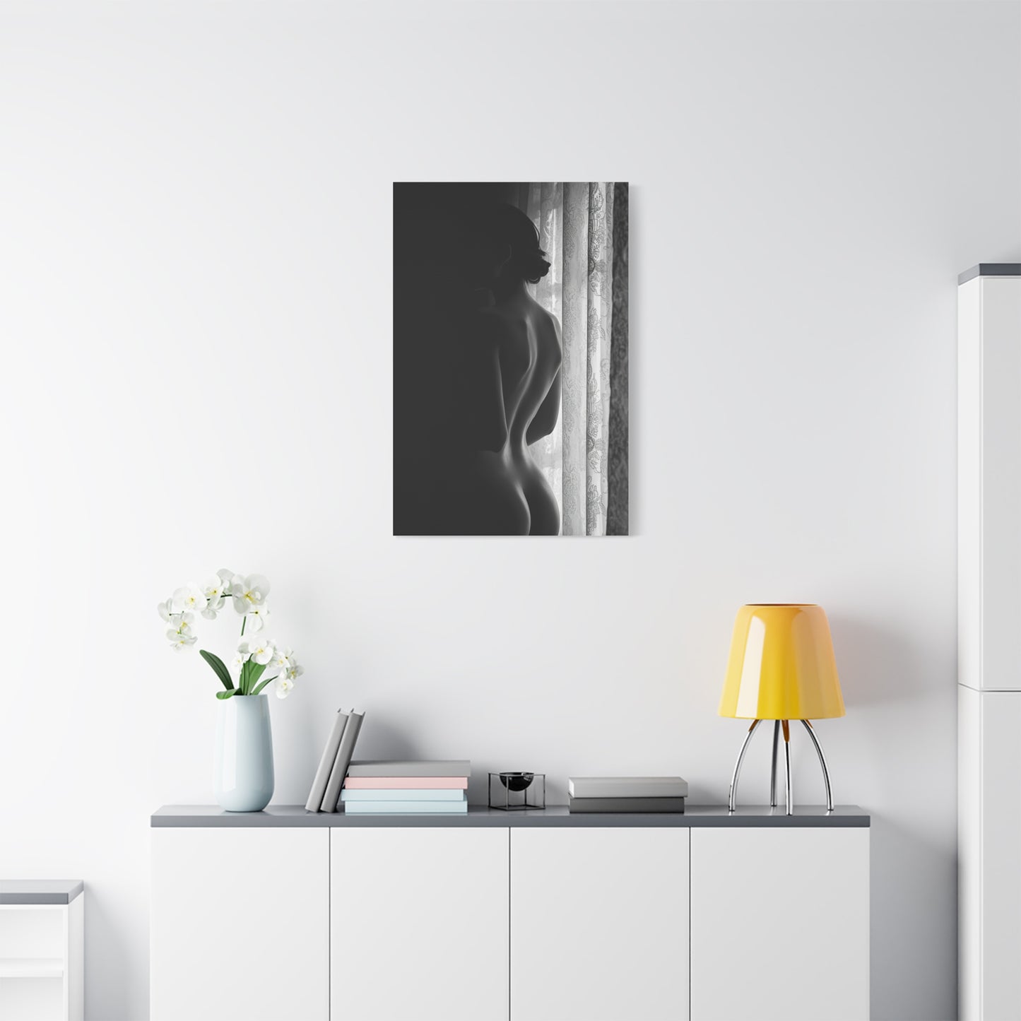 Noir Window Silhouette Figure Wall Art & Canvas Print
