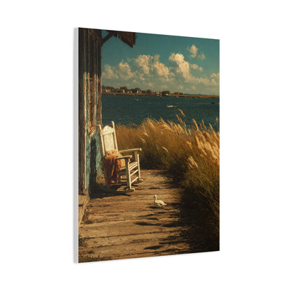 Farmhouse Lakeside Porch Scene Wall Art & Canvas Print