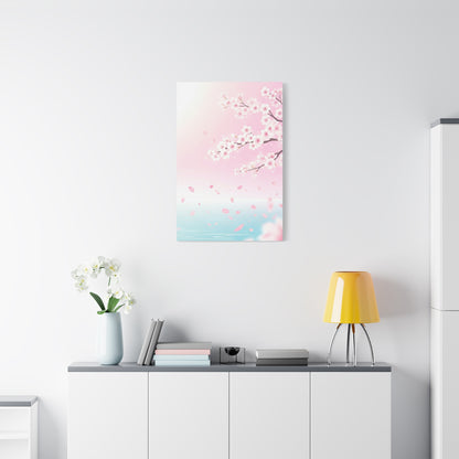 Minimal Sakura Petals Over Calm Water Wall Art & Canvas Prints