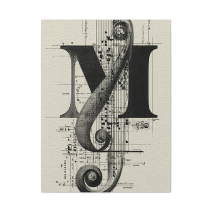 Musical Serif Monogram Illustration Wall Art & Canvas Print