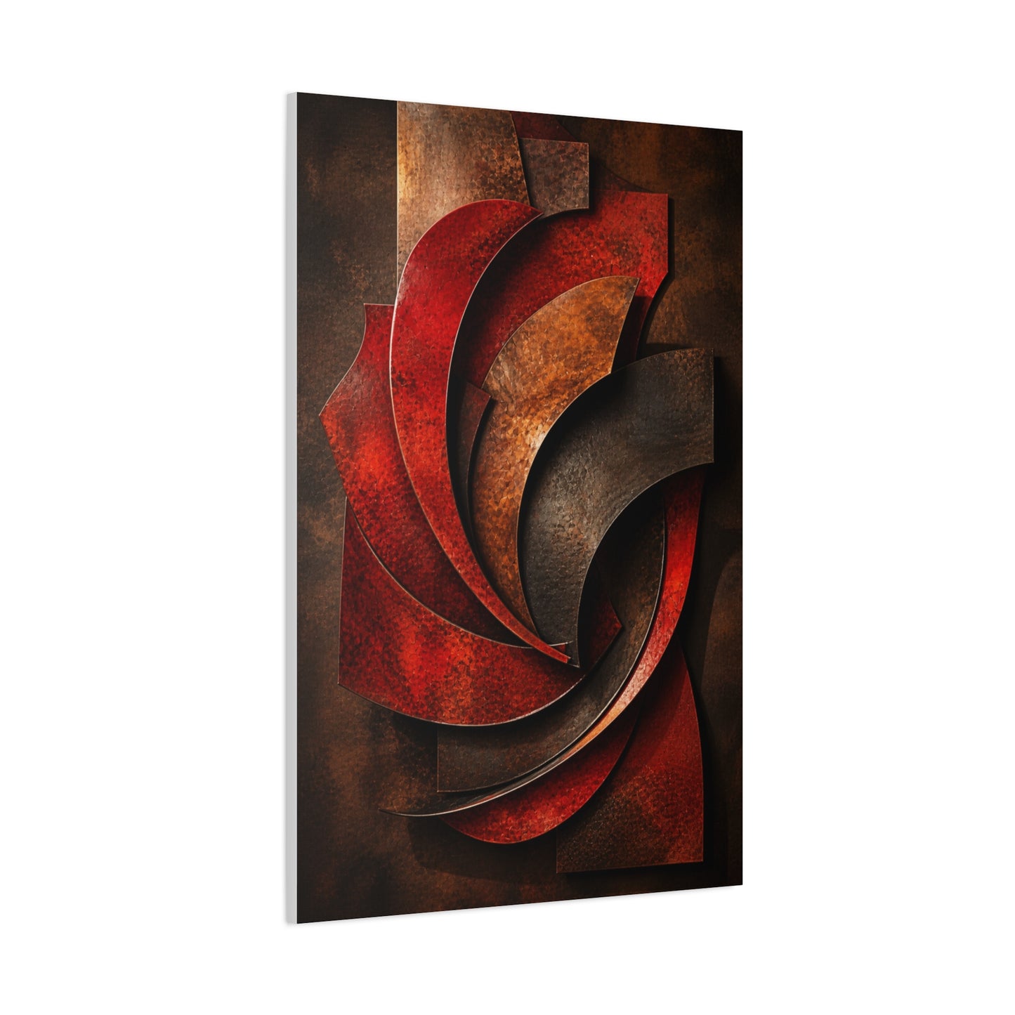 Sculptural Red Metal Wave Composition Wall Art & Canvas Print