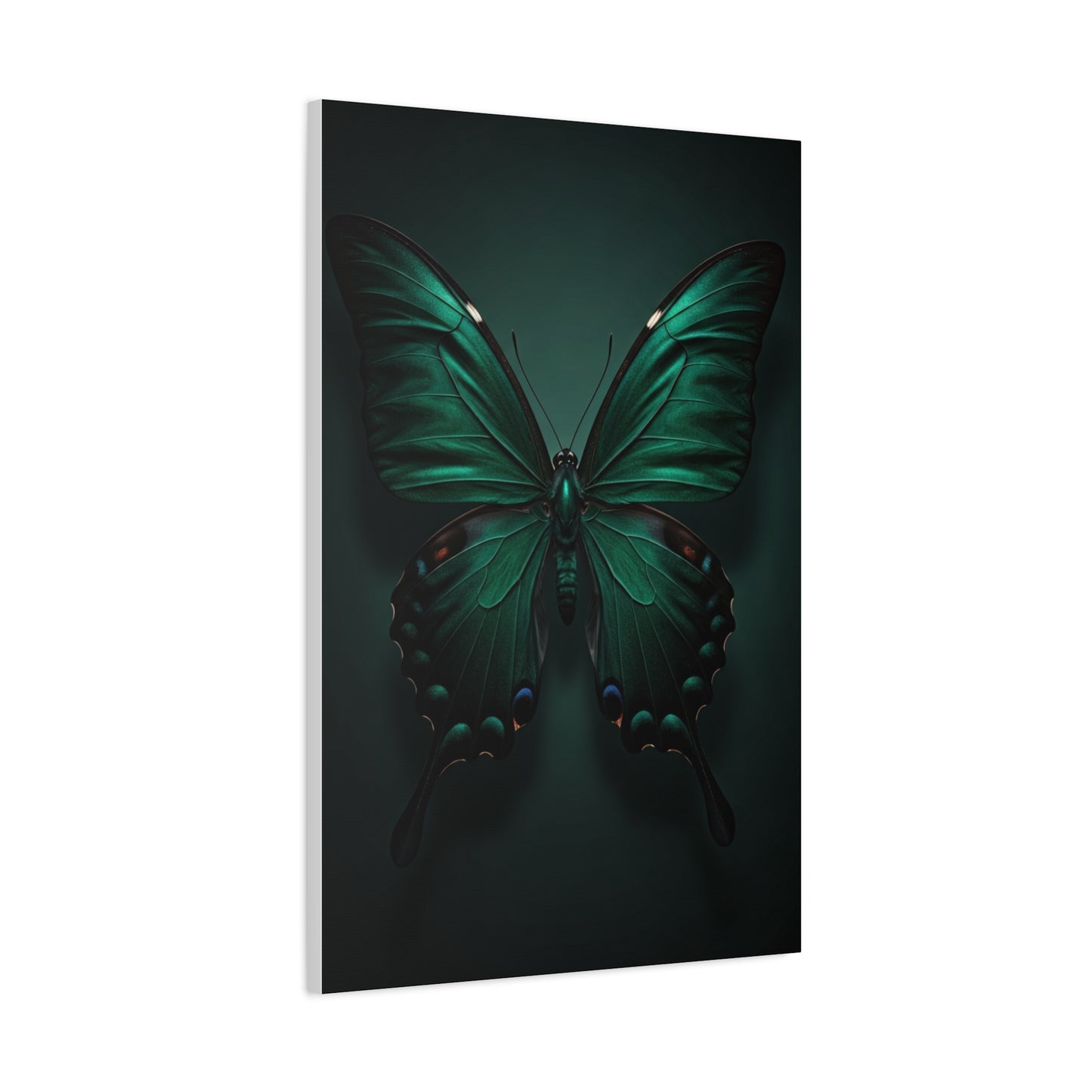 Symmetrical Emerald Butterfly Portrait Wall Art & Canvas Prints