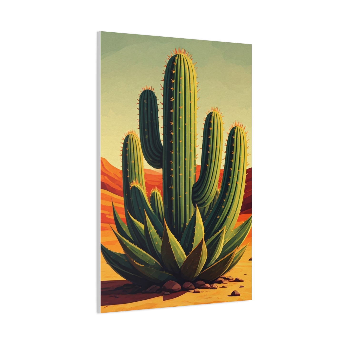 Southwestern Saguaro and Agave Desert Illustration Wall Art & Canvas Prints