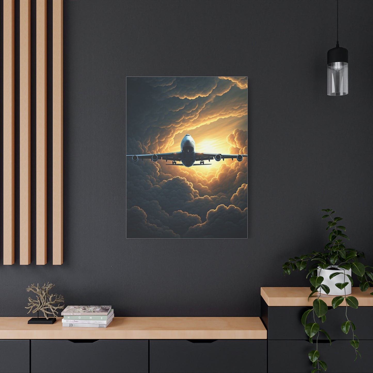 Golden Cloud Break Airplane Wall Art & Canvas Prints
