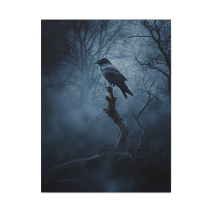 Solitary Raven on Twisted Branch Wall Art & Canvas Print