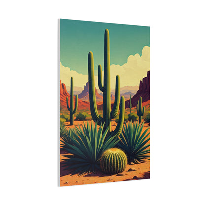 Sunlit Saguaro Desert Illustration Wall Art & Canvas Prints