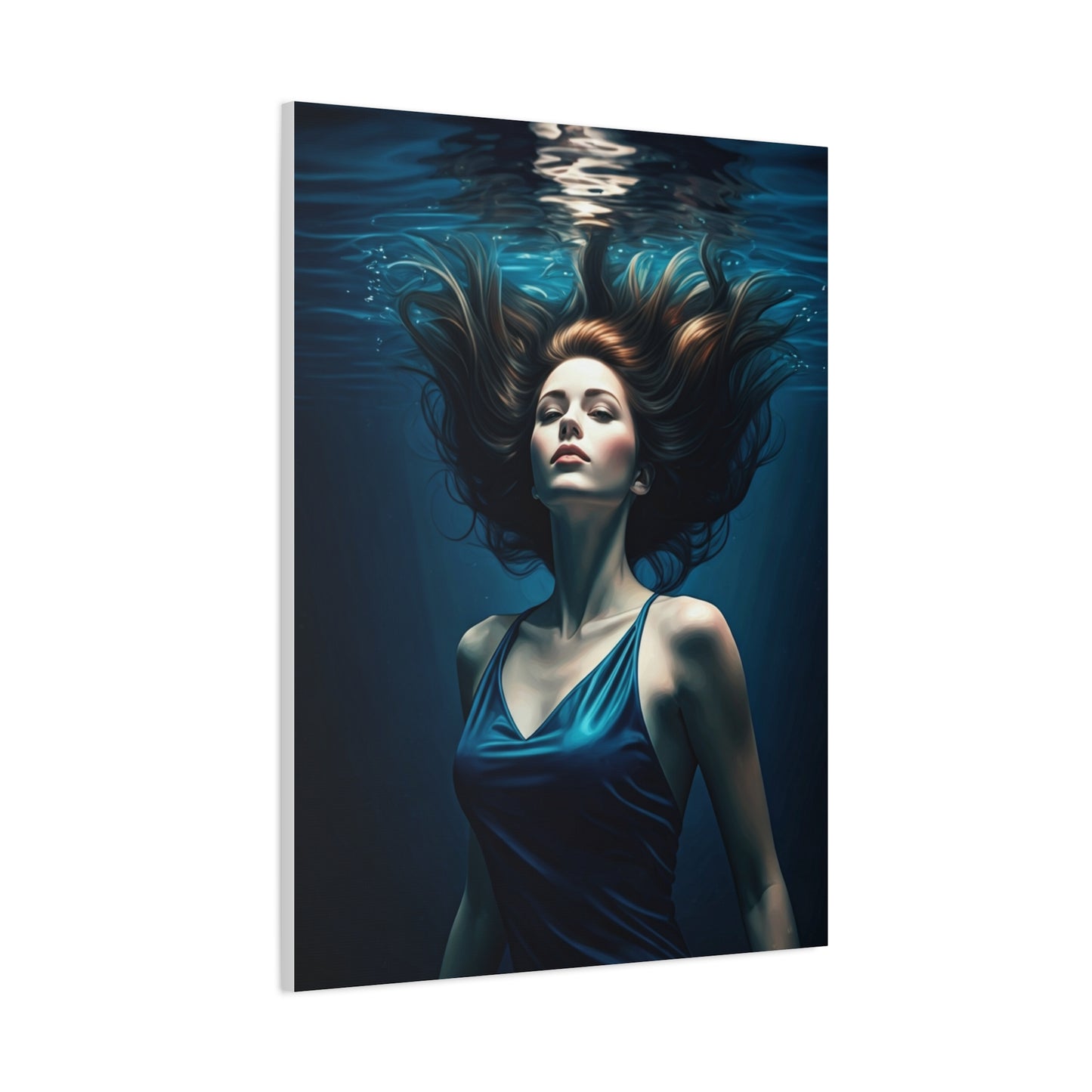 Submerged Serenity Blue Figure Wall Art & Canvas Prints