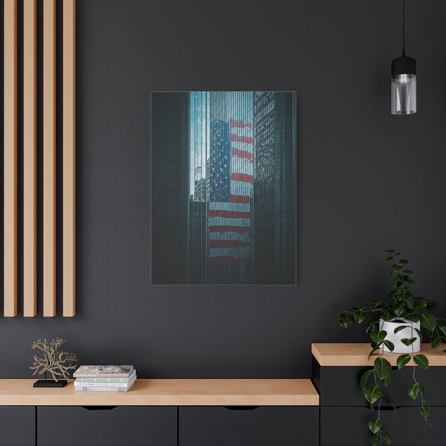 Urban Skyline Patriot Flag Reflection Wall Art & Canvas Prints