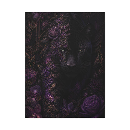 Black Panther Floral Jungle Portrait Wall Art & Canvas Print