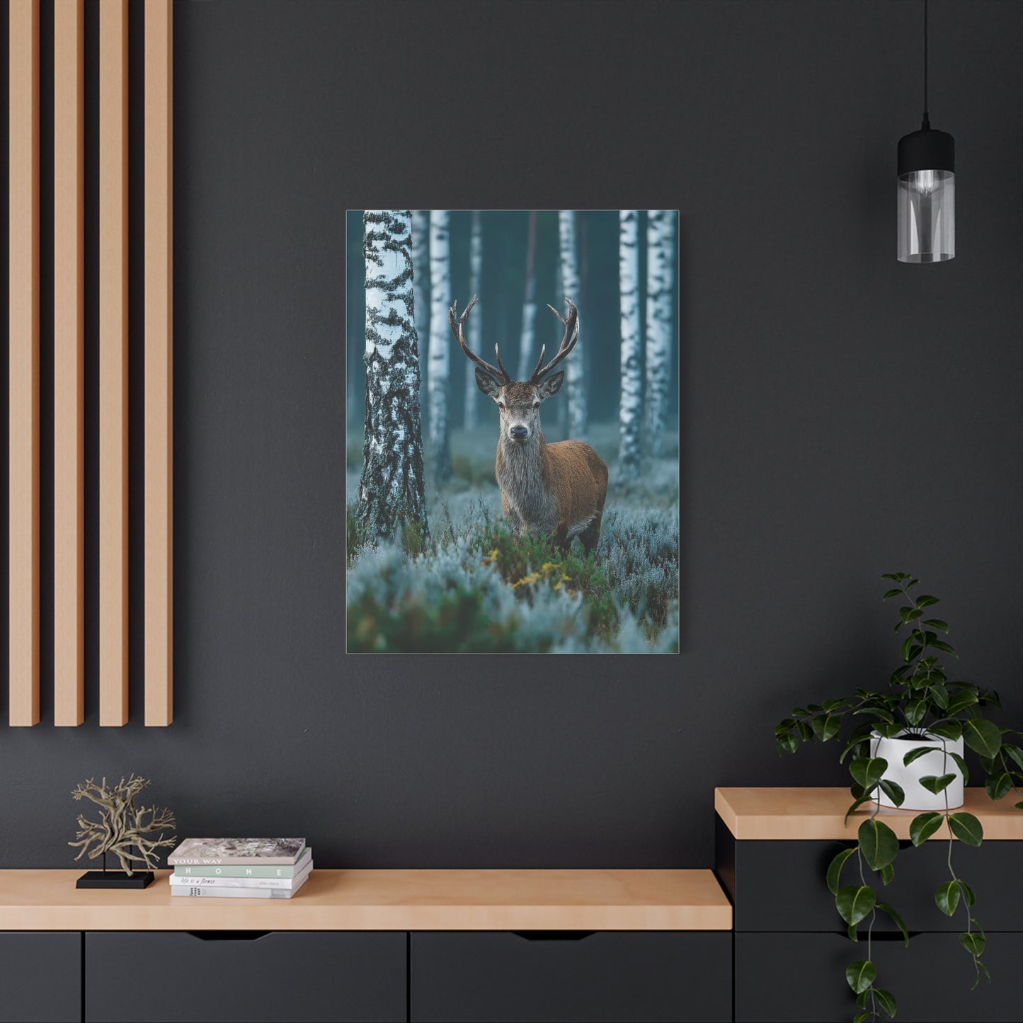 Scandinavian Woodland Stag Portrait Wall Art & Canvas Print