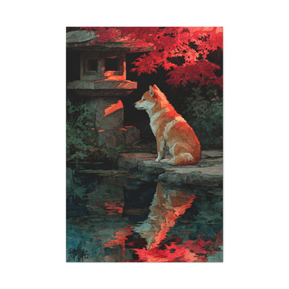 Shiba Inu Kyoto Garden Reflection Wall Art & Canvas Print