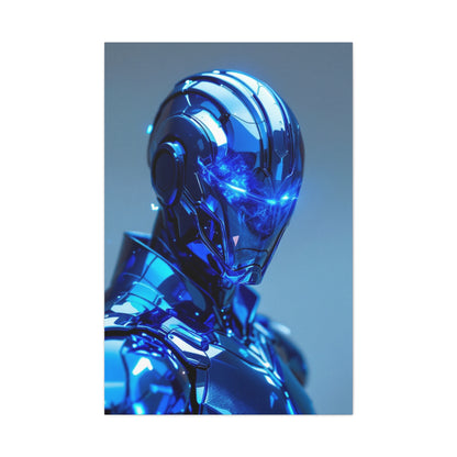 Futuristic Blue Chrome Figure Wall Art & Canvas Prints