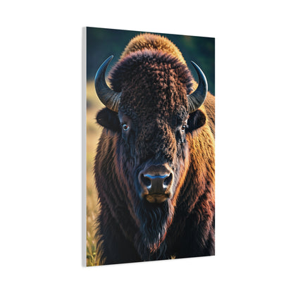 Dramatic Frontal Bison with Warm Copper Tones Wall Art & Canvas Print
