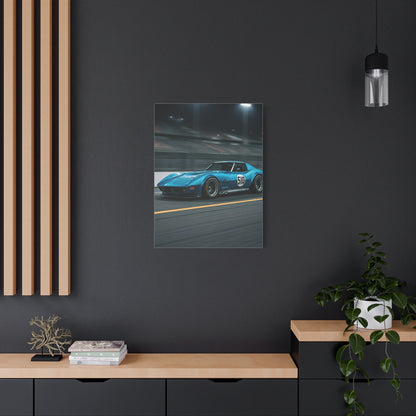 1970 Chevrolet Corvette C3 Pit Lane Under Lights Wall Art & Canvas Prints