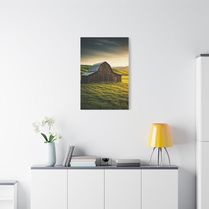 Sunlit Meadow Barn Landscape Wall Art & Canvas Prints