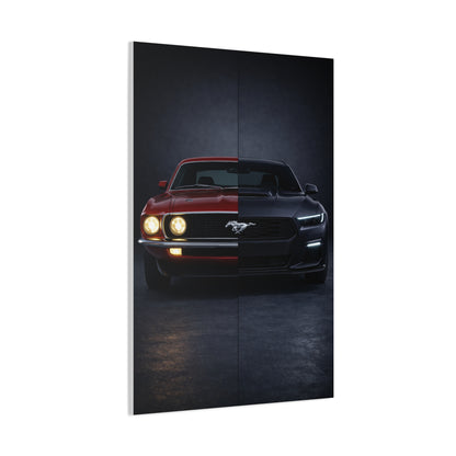 Ford Mustang Evolution Split 1969 vs Dark Horse Wall Art & Canvas Prints