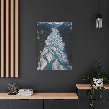 Aerial Braided Mountain River Wall Art & Canvas Print