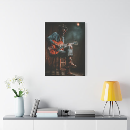 Acoustic Blues Session Portrait Wall Art & Canvas Print