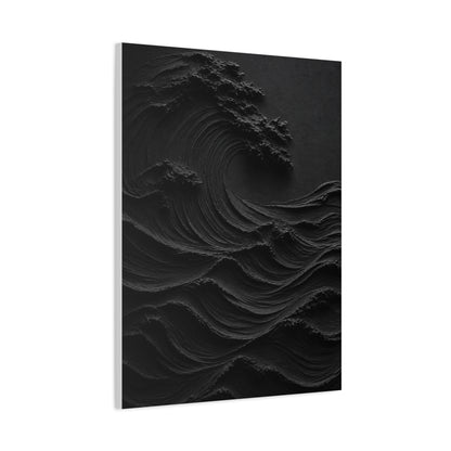 Dark Textured Wave Monochrome Statement Wall Art & Canvas Print
