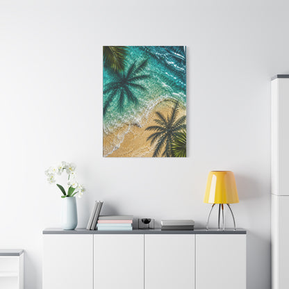 Aerial Coastal Palm Shadows Tropical Wall Art & Canvas Print