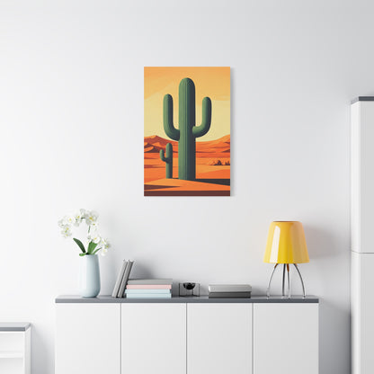 Minimal Desert Saguaro Landscape Illustration Wall Art & Canvas Prints