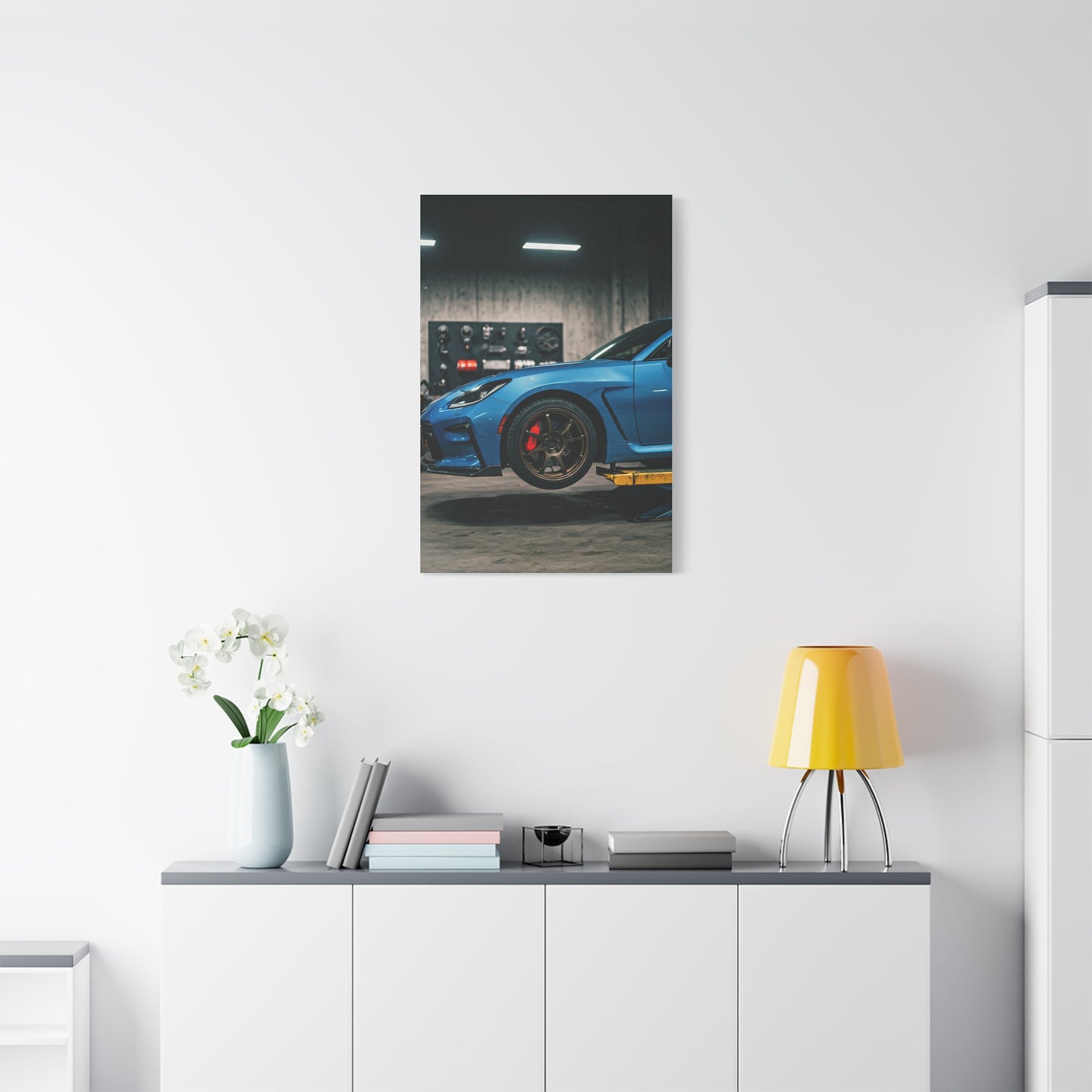 Toyota GR86 Modern Workshop Modification Scene Wall Art & Canvas Prints