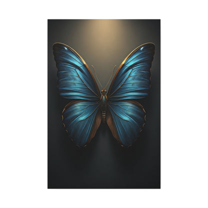 Midnight Blue Butterfly Symmetry Portrait Wall Art & Canvas Prints