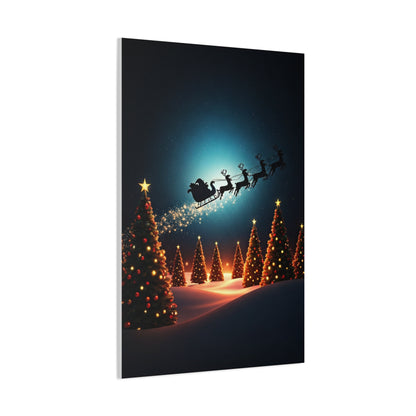 Santa Sleigh Midnight Flight Wall Art & Canvas Print